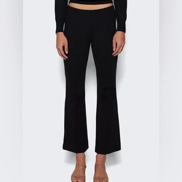 THE ROW Beca Stretch Wool Crop Flared Pants size 0 Black - Picture 2 of 7